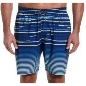 Nike Blue Fade Stripe Breaker 9" Swim Trunks Bathing Suit w/ Pockets Men's M NEW